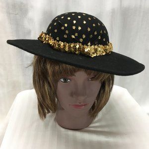 Black Bollman Felt Hat with Gold Sequin